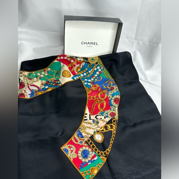 Chanel Authentic Logo Scarf 33x34 with Box - Picture 7 of 13